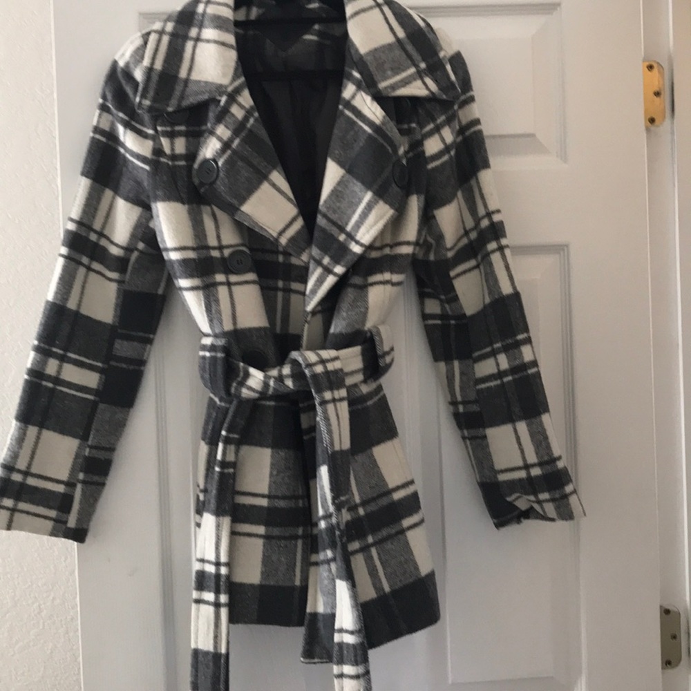Plaid pea coat